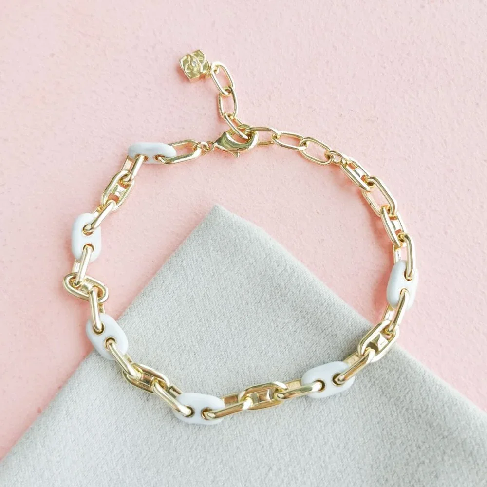 Kendra Scott - Bailey White Mix Gold Chain Bracelet - NEW